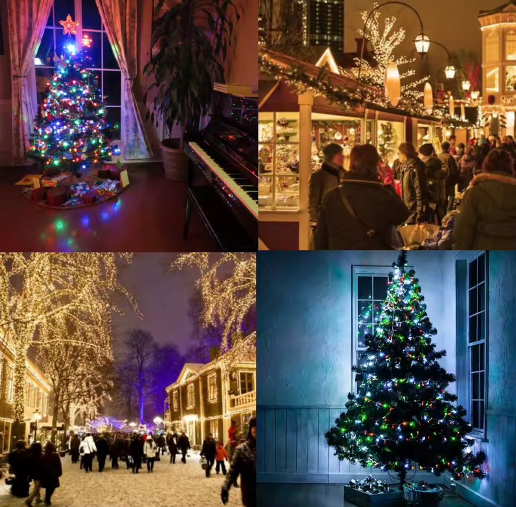 Festliche Weihnachts-Lichterkette XXL mit 8 Leuchtmodi | 5 bis 100 m, warmweiss, kaltweiss oder bunt, transparentes Kabel | Weihnachtsbeleuchtung für Christbaum, Fassade, Balkon &