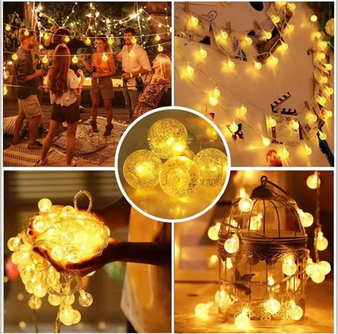 LED Motiv-Lichterkette mit Batteriebetrieb | Stern, Schneeflocke oder Kristallkugel, 1,5 bis 10 m, warmweiss, kaltweiss oder bunt | Stimmungslicht für Wohnzimmer, Tischdeko & Weihnachten