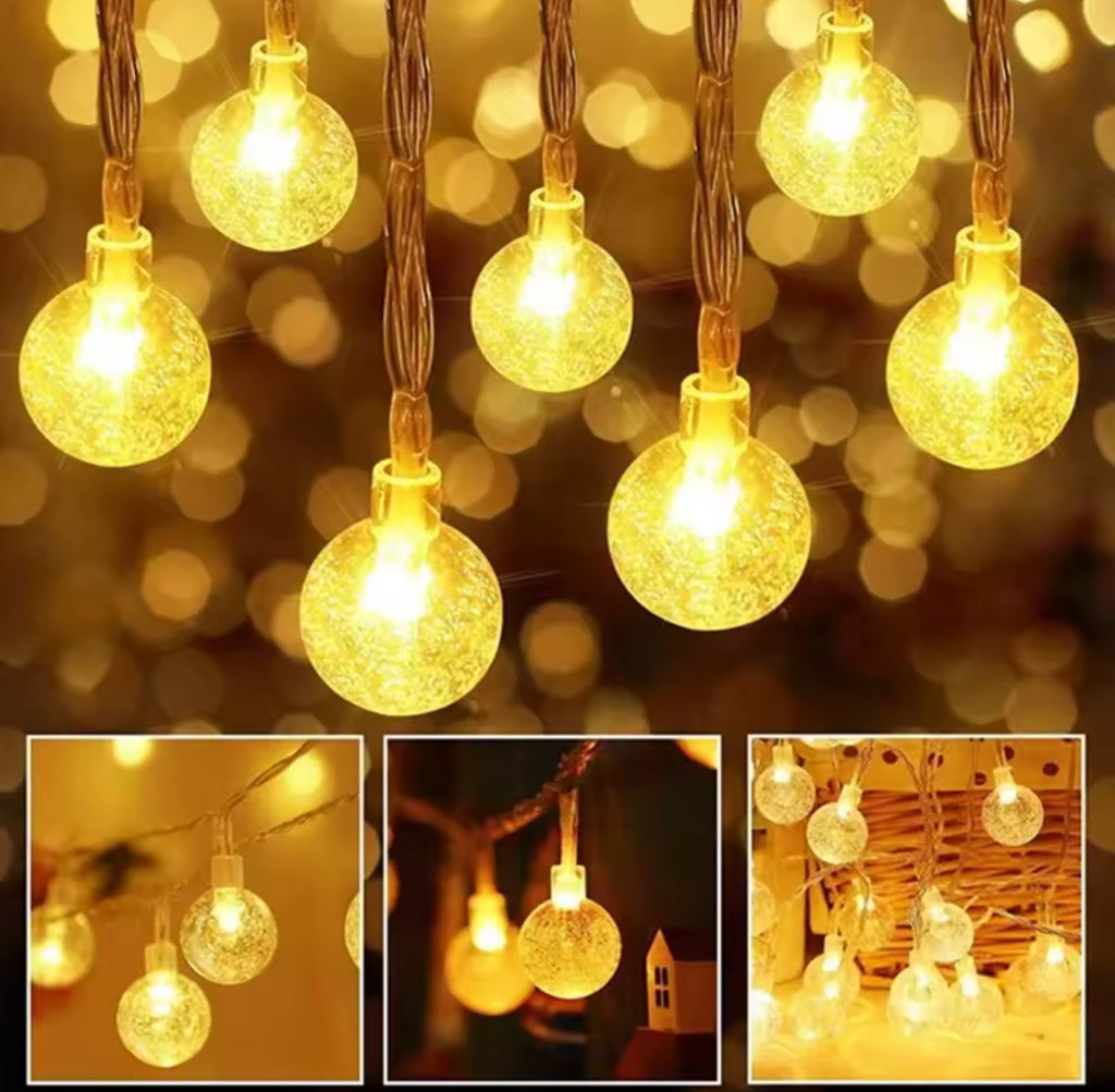 LED Motiv-Lichterkette mit Batteriebetrieb | Stern, Schneeflocke oder Kristallkugel, 1,5 bis 10 m, warmweiss, kaltweiss oder bunt | Stimmungslicht für Wohnzimmer, Tischdeko & Weihnachten