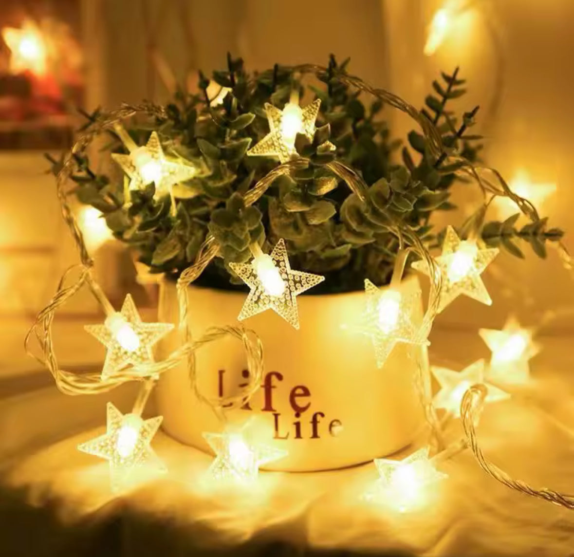 LED Motiv-Lichterkette mit Batteriebetrieb | Stern, Schneeflocke oder Kristallkugel, 1,5 bis 10 m, warmweiss, kaltweiss oder bunt | Stimmungslicht für Wohnzimmer, Tischdeko & Weihnachten