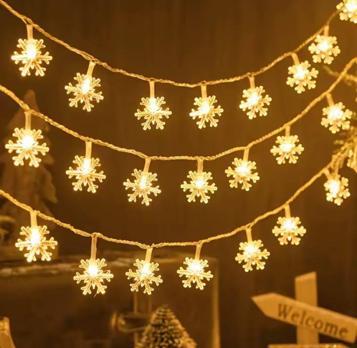 LED Motiv-Lichterkette mit Batteriebetrieb | Stern, Schneeflocke oder Kristallkugel, 1,5 bis 10 m, warmweiss, kaltweiss oder bunt | Stimmungslicht für Wohnzimmer, Tischdeko & Weihnachten