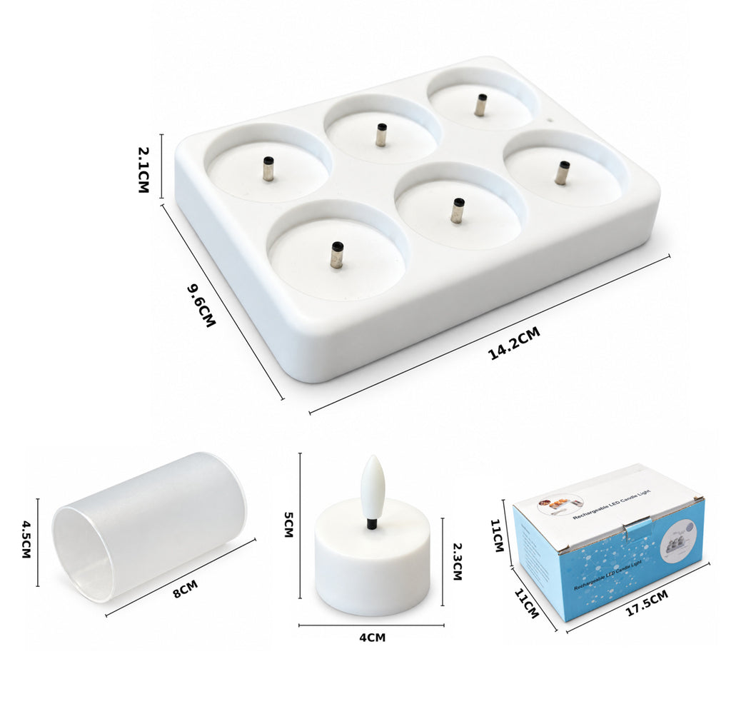 LED Teelichter mit Ladestation & Fernbedienung | Realistischer Flammeneffekt, Timer, dimmbar, 30h Leuchtdauer, USB-C | Sichere Kerzen für Adventskranz, Laterne, Hochzeit & Deko