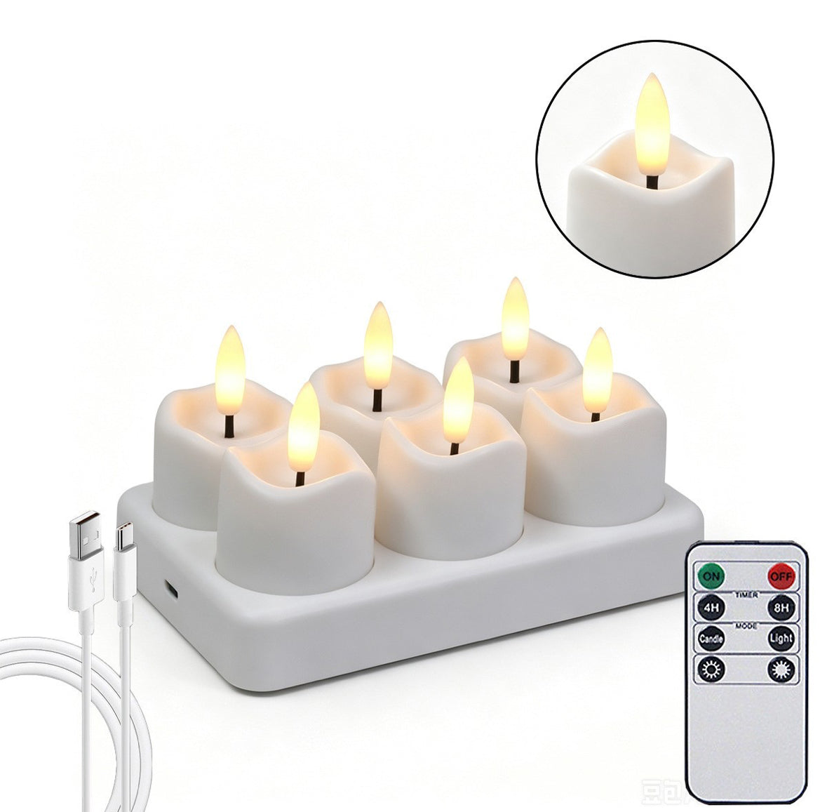 LED Teelichter mit Ladestation & Fernbedienung | Realistischer Flammeneffekt, Timer, dimmbar, 30h Leuchtdauer, USB-C | Sichere Kerzen für Adventskranz, Laterne, Hochzeit & Deko