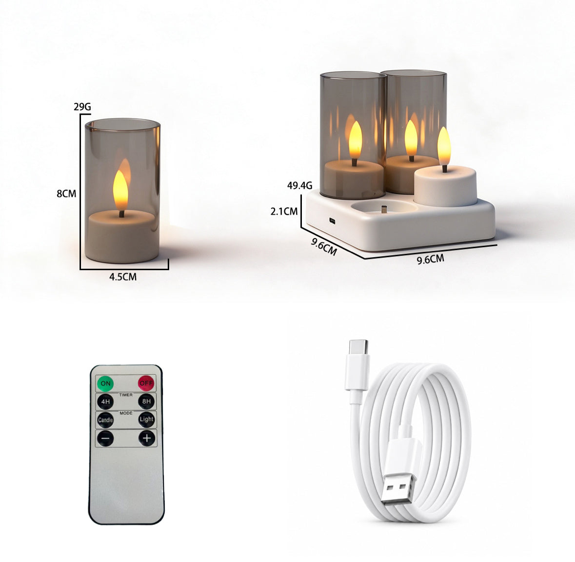 LED Teelichter mit Ladestation & Fernbedienung | Realistischer Flammeneffekt, Timer, dimmbar, 30h Leuchtdauer, USB-C | Sichere Kerzen für Adventskranz, Laterne, Hochzeit & Deko