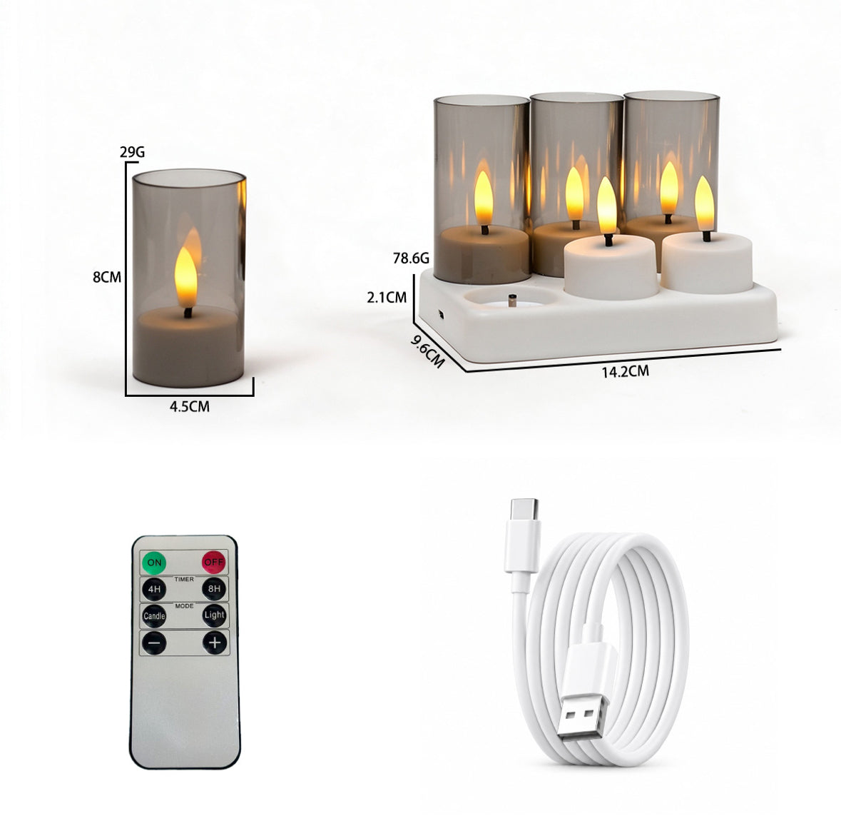 LED Teelichter mit Ladestation & Fernbedienung | Realistischer Flammeneffekt, Timer, dimmbar, 30h Leuchtdauer, USB-C | Sichere Kerzen für Adventskranz, Laterne, Hochzeit & Deko