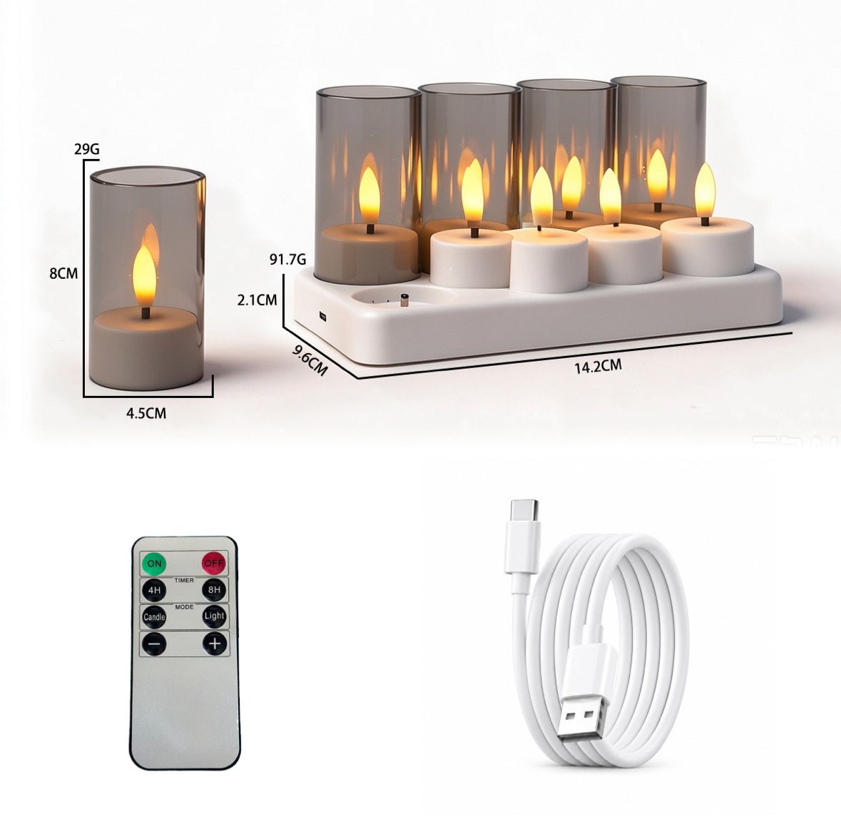 LED Teelichter mit Ladestation & Fernbedienung | Realistischer Flammeneffekt, Timer, dimmbar, 30h Leuchtdauer, USB-C | Sichere Kerzen für Adventskranz, Laterne, Hochzeit & Deko