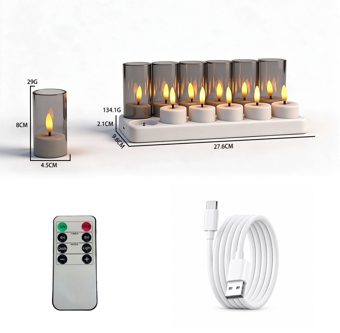 LED Teelichter mit Ladestation & Fernbedienung | Realistischer Flammeneffekt, Timer, dimmbar, 30h Leuchtdauer, USB-C | Sichere Kerzen für Adventskranz, Laterne, Hochzeit & Deko