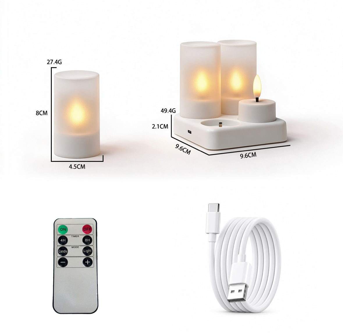 LED Teelichter mit Ladestation & Fernbedienung | Realistischer Flammeneffekt, Timer, dimmbar, 30h Leuchtdauer, USB-C | Sichere Kerzen für Adventskranz, Laterne, Hochzeit & Deko
