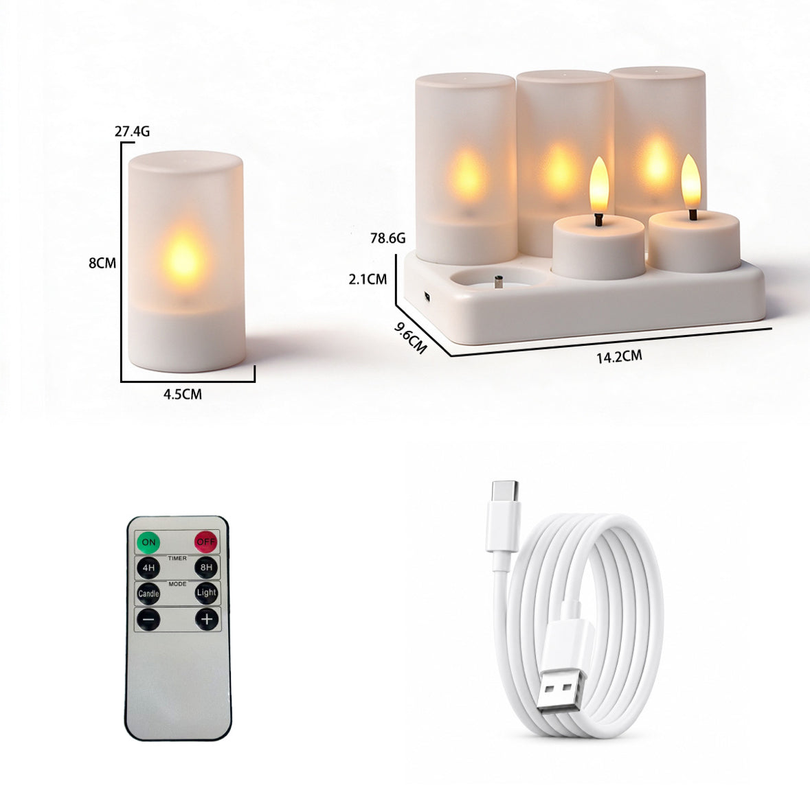 LED Teelichter mit Ladestation & Fernbedienung | Realistischer Flammeneffekt, Timer, dimmbar, 30h Leuchtdauer, USB-C | Sichere Kerzen für Adventskranz, Laterne, Hochzeit & Deko