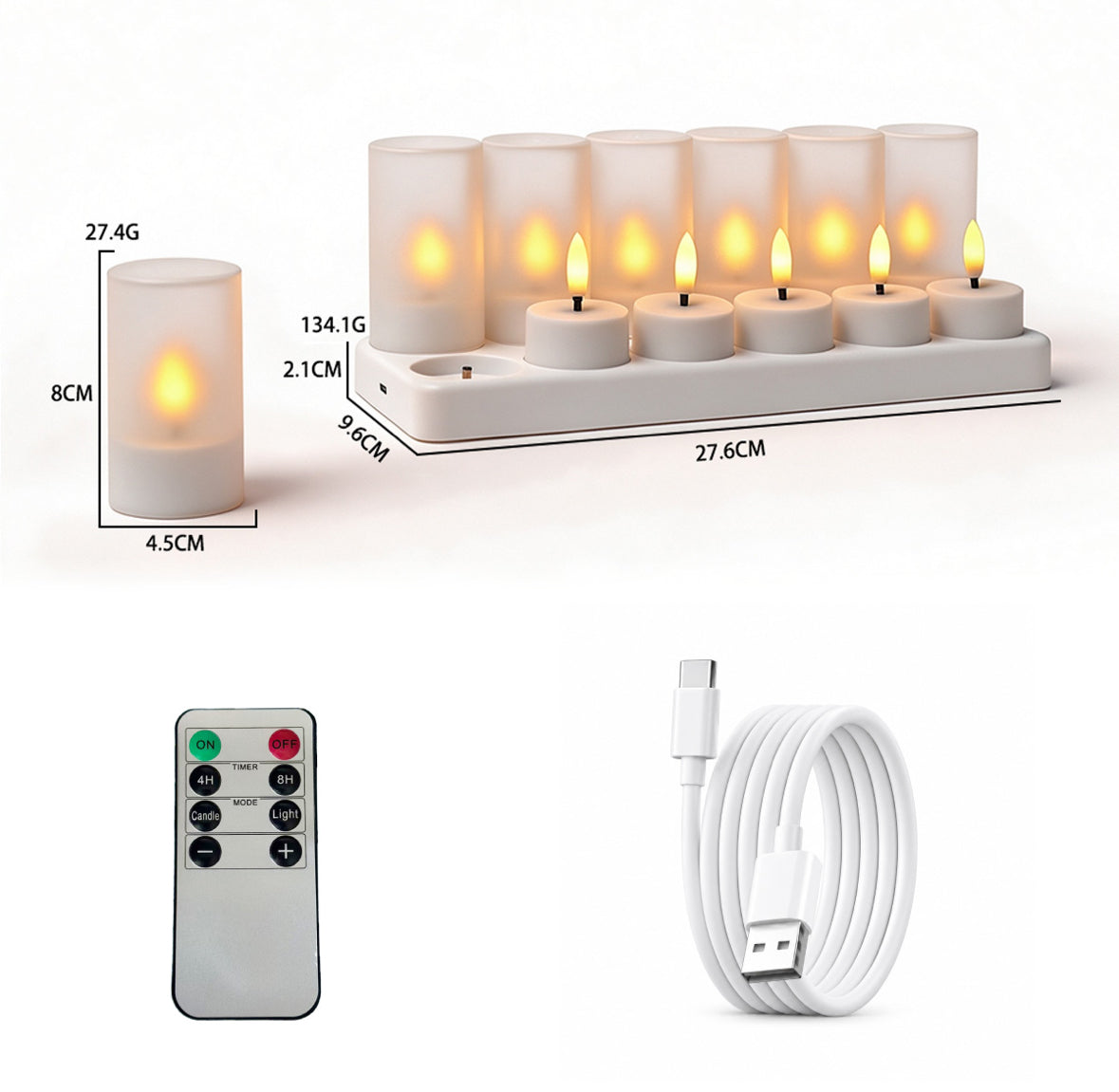 LED Teelichter mit Ladestation & Fernbedienung | Realistischer Flammeneffekt, Timer, dimmbar, 30h Leuchtdauer, USB-C | Sichere Kerzen für Adventskranz, Laterne, Hochzeit & Deko